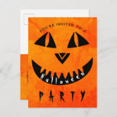 ハロウィンのカボチャジャックOのランタンの不気味なパーティー インビテーションポストカード (正面/裏面)