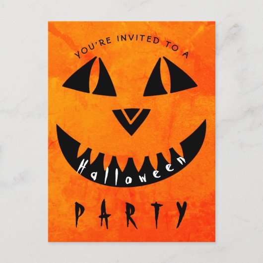 ハロウィンのカボチャジャックOのランタンの不気味なパーティー インビテーションポストカード (正面)