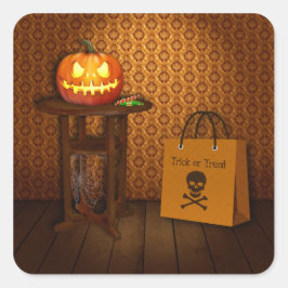ハロウィンのカボチャトリック・オア・トリート スクエアシール