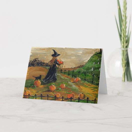 ハロウィンのカボチャパッチの挨拶状 カード (正面)