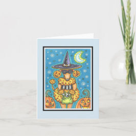 ハロウィンのカボチャプードルのノートの挨拶状の詩 カード