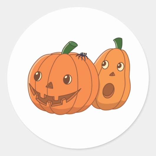 ハロウィンのカボチャペア ラウンドシール (正面)