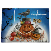 ハロウィンのカボチャワタリガラスのパーティー ラージペーパーバッグ (正面)