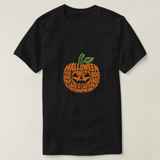 ハロウィンのカボチャワードアートTシャツ Tシャツ (デザイン正面)