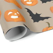 ハロウィンのカボチャ及び飛行のこうもり ラッピングペーパー (ロールコーナー)