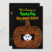 ハロウィンのカボチャ当惑および幽霊 招待状 (正面/裏面)