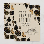 ハロウィンのカボチャ彫りパーティーの招待状 招待状 (正面/裏面)