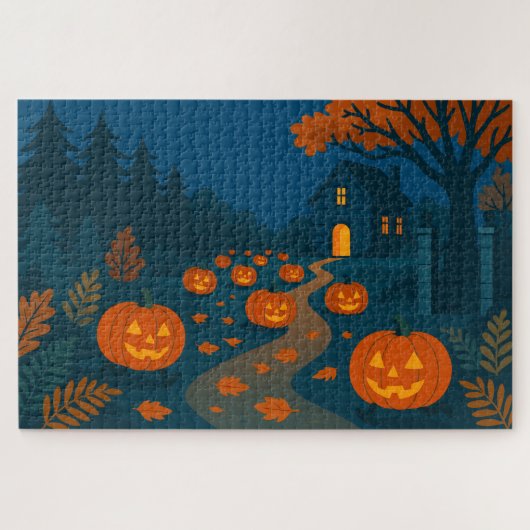 ハロウィンのカボチャ狩り ジグソーパズル (横)