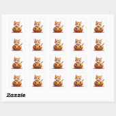 ハロウィンのカボチャ畑でにっこり子猫 🎃 スクエアシール (シート)