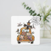 ハロウィンのカボチャ畑のトラックとコウモリのかかし鳥 シーズンカード (スタンド正面)