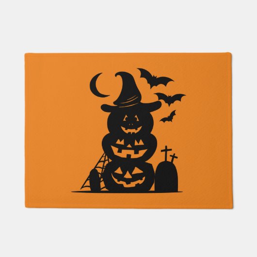 ハロウィンのカボチャ積み重ねデザイン ドアマット (正面)