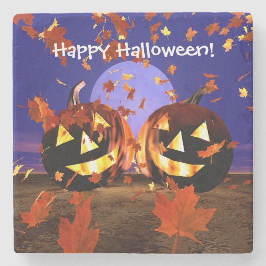 ハロウィンのカボチャ遊ぶこと ストーンコースター (正面)