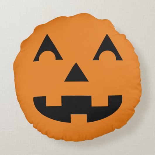 ハロウィンのカボチャ顔 ラウンドクッション (裏面)