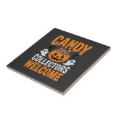 ハロウィンのカボチャ お菓子を集める子供たち歓迎 タイル (側面)