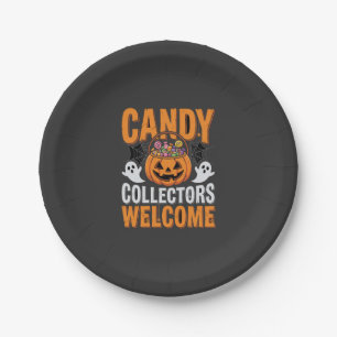 ハロウィンのカボチャ お菓子を集める子供たち歓迎 ペーパープレート