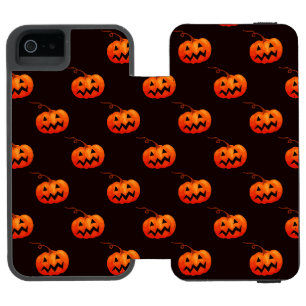 ハロウィンのカボチャ、オレンジ色のカボチャ トリック・オア・トリート iPhone SE/5/5sウォレットケース
