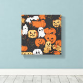 ハロウィンのカボチャ キャンバスプリント (インサイチュ (ウッドフロア))
