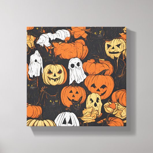 ハロウィンのカボチャ キャンバスプリント (正面)