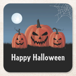 ハロウィンのカボチャ スクエアペーパーコースター