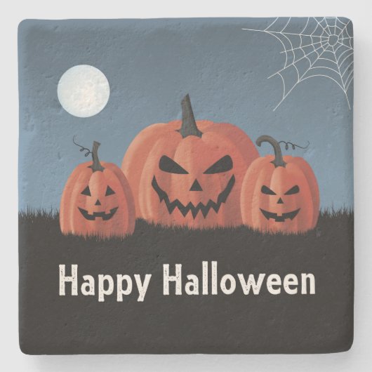 ハロウィンのカボチャ ストーンコースター (正面)