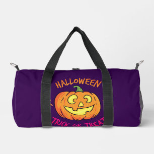 ハロウィンのカボチャ トリック・オア・トリート ラベル ダッフルバッグ