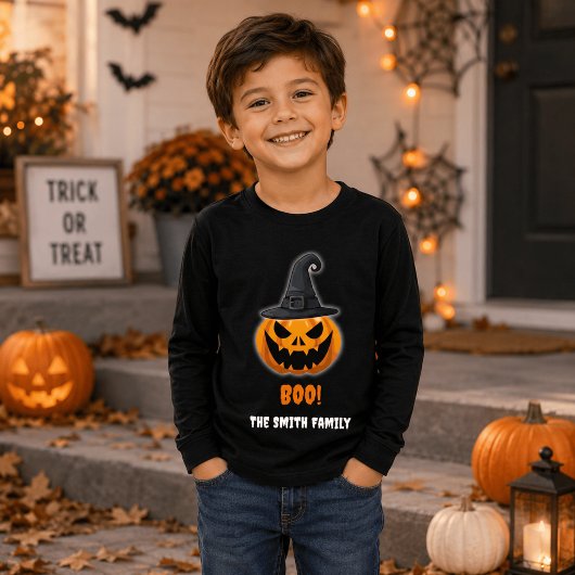 ハロウィンのカボチャ「ブー!」- 名前入りカスタム