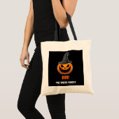 ハロウィンのカボチャ「ブー!」- 名前入りカスタム トートバッグ (正面(商品))
