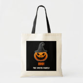 ハロウィンのカボチャ「ブー!」- 名前入りカスタム トートバッグ (正面)