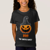 ハロウィンのカボチャ「ブー!」- 名前入りカスタム Tシャツ (正面)