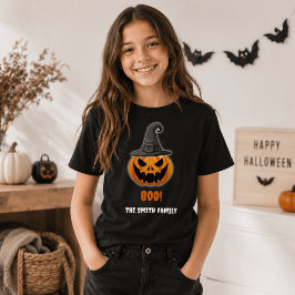 ハロウィンのカボチャ「ブー!」- 名前入りカスタム Tシャツ