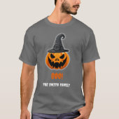 ハロウィンのカボチャ「ブー!」- 名前入りカスタム Tシャツ (正面)