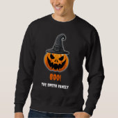 ハロウィンのカボチャ「ブー！」- 名前入り スウェットシャツ (正面)