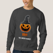 ハロウィンのカボチャ「ブー！」- 名前入り スウェットシャツ (正面)