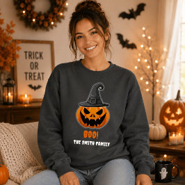 ハロウィンのカボチャ「ブー!」- 名前入り スウェットシャツ