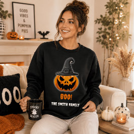 ハロウィンのカボチャ「ブー!」- 名前入り スウェットシャツ