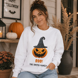 ハロウィンのカボチャ「ブー!」- 名前入り スウェットシャツ