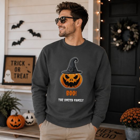 ハロウィンのカボチャ「ブー！」- 名前入り スウェットシャツ