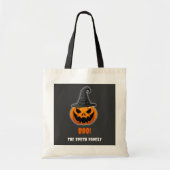 ハロウィンのカボチャ「ブー!」- 名前入り トートバッグ (正面)