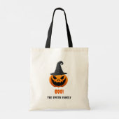 ハロウィンのカボチャ「ブー!」- 名前入り トートバッグ (裏面)
