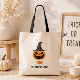 ハロウィンのカボチャ「ブー!」- 名前入り トートバッグ