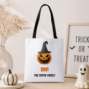 ハロウィンのカボチャ「ブー!」- 名前入り トートバッグ