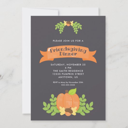ハロウィンのカボチャ | 友人の感謝祭の食事 招待状 (正面)