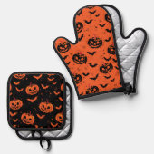 ハロウィンのカボチャ 鍋つかみ&鍋敷きセット (正面/裏面)