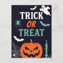 ハロウィンのカボチャ Trick or Treat ポストカード