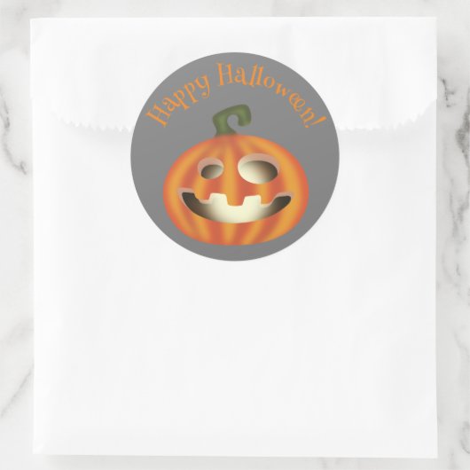 ハロウィンのカボチャ Trick or treat ラウンドシール (バッグ)
