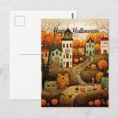 ハロウィンのカラフルなイラスト ポストカード (正面/裏面)