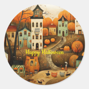 ハロウィンのカラフルなイラスト ラウンドシール