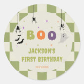ハロウィンのカラフルな誕生日 ラウンドシール (正面)
