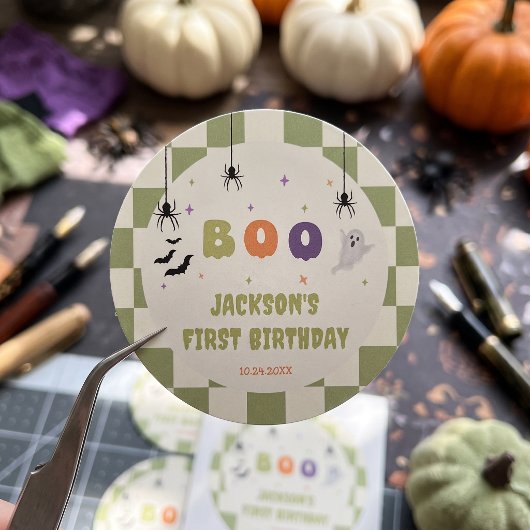ハロウィンのカラフルな誕生日 ラウンドシール