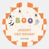 ハロウィンのカラフルな誕生日 ラウンドシール (正面)